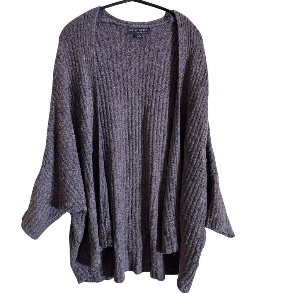 Barefoot Dreams CozyChic Lite Ribbed Shrug Cardi QVWCL1183 Gray Size L/XL